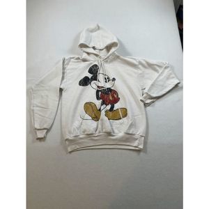 Disney Parks Mickey Mouse White Hooded Pullover Sweater Size M